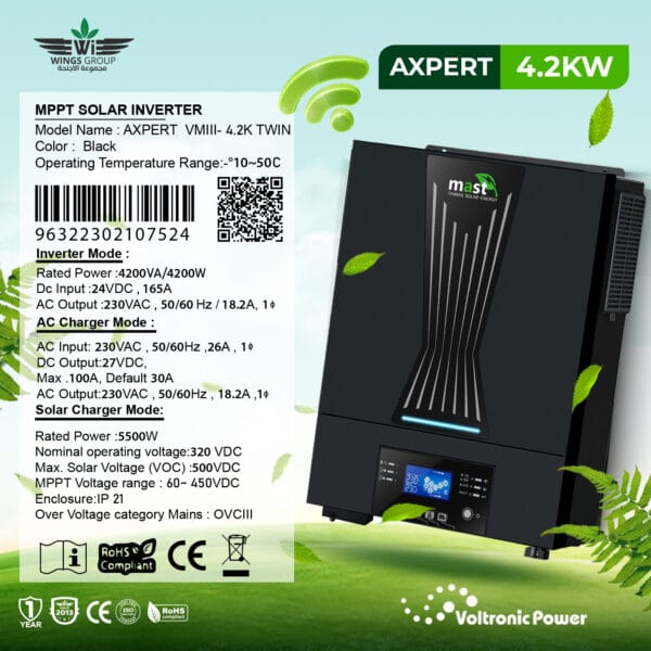 انفرتر طاقة شمسية علامة ماست MAST AXPERT VMIII 4.2 TWIN